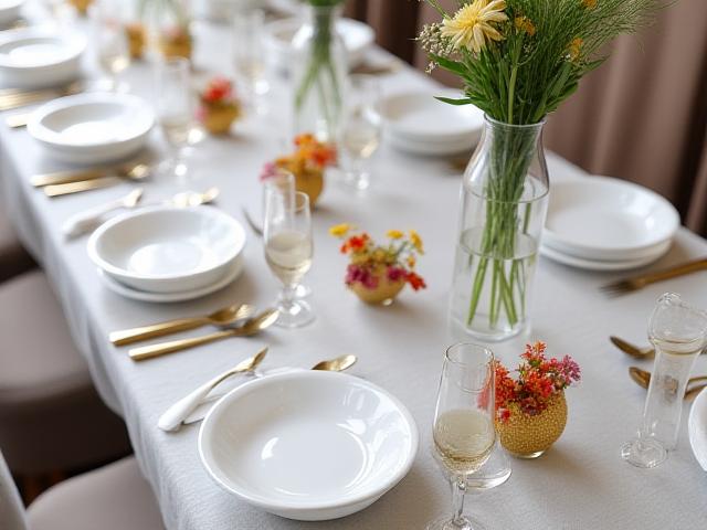 Chic tablescape with modern floral centrepieces