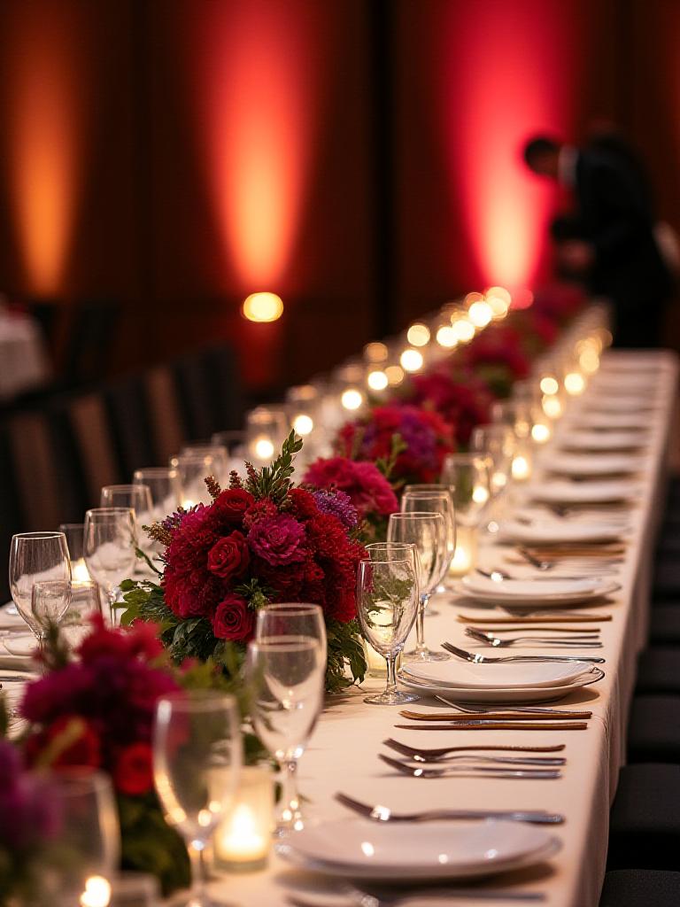 Elegant table arrangement for a gala dinner