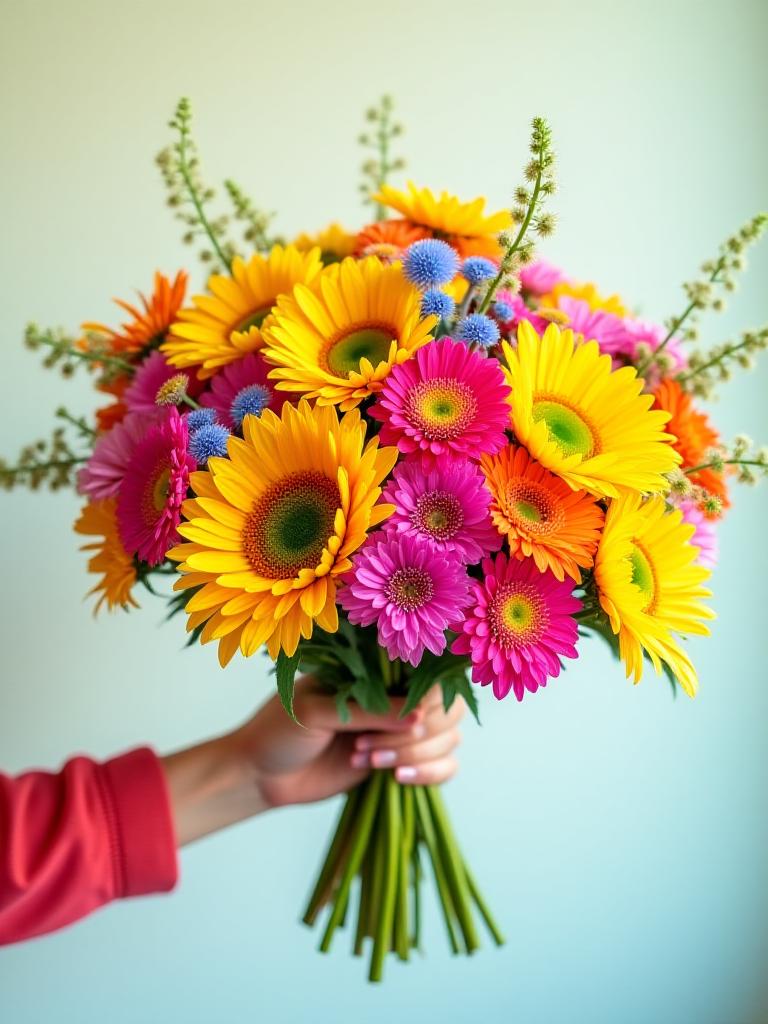 Vibrant summer bouquet with mixed bright flowers