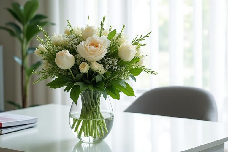 Elegant floral arrangement delivered to a modern office space