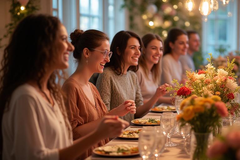 Group of friends or colleagues enjoying a private floral workshop